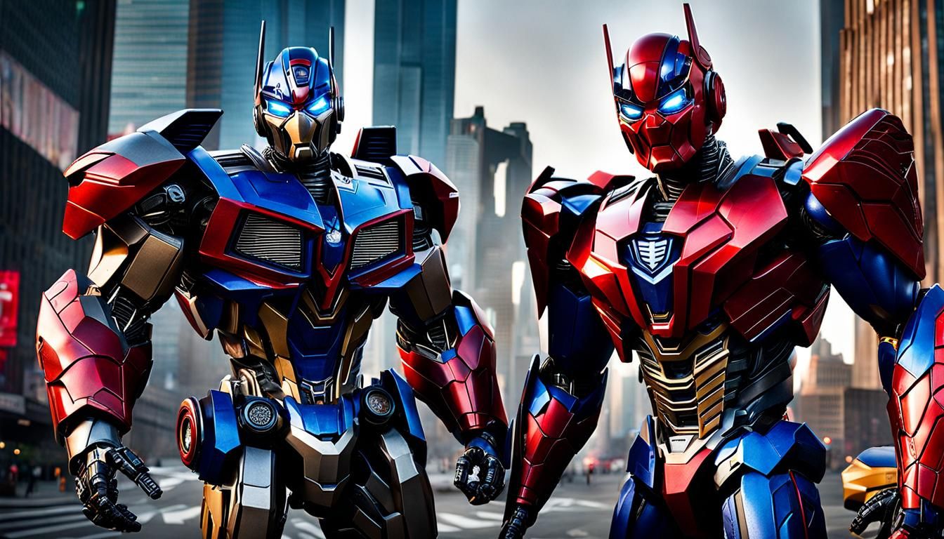 Transformers and Spiderman Social Movie Scene