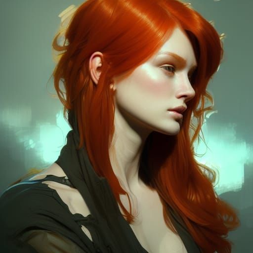 Detailed Ginger Portrait in Art Nouveau Style