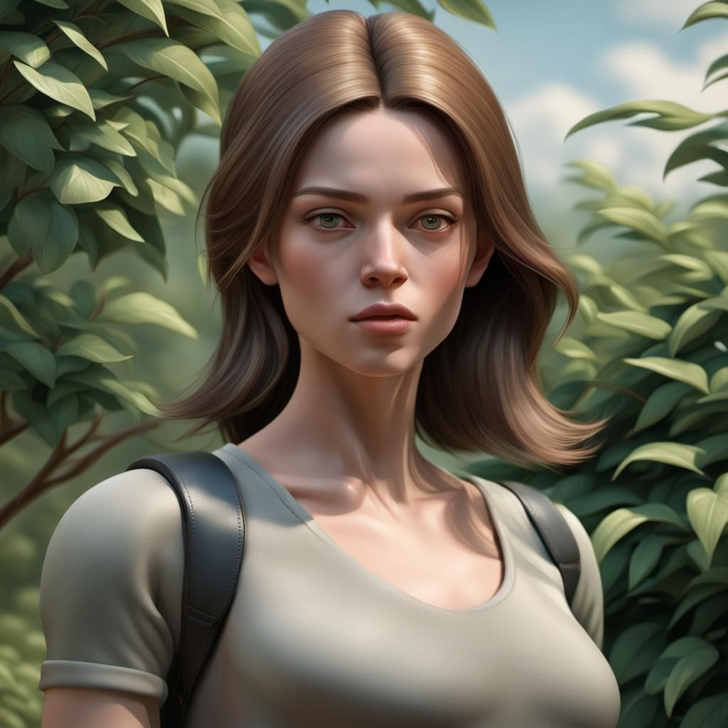 Animated Woman in Action Pose as Impasto Painting