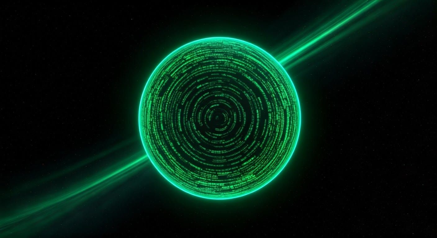 Cosmic Matrix Universe in Neon Green