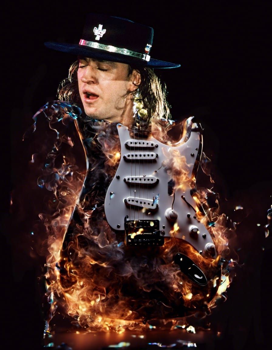 Electric Guitar Portrait with Lightning Accents