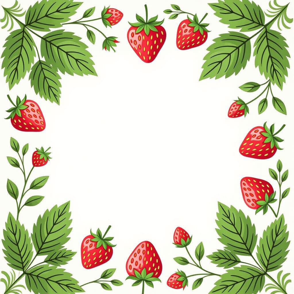 Strawberry Pattern Slide Background with Lush Leaves