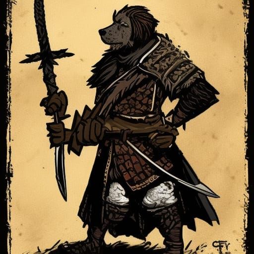 Elderly Gnoll in Darkest Dungeon Style