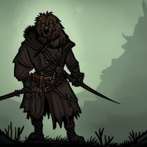 Elderly Gnoll in Darkest Dungeon Style