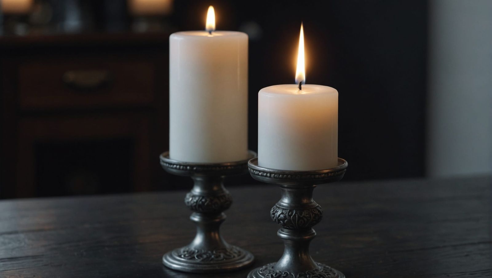White Candle in Revere Pewter Candlestick