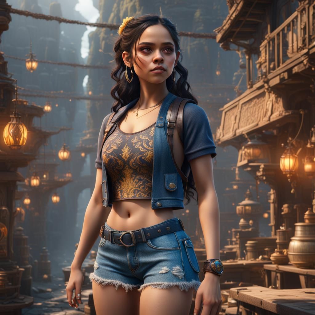 Jenna Ortega in Crop Top: Fantasy Concept Art