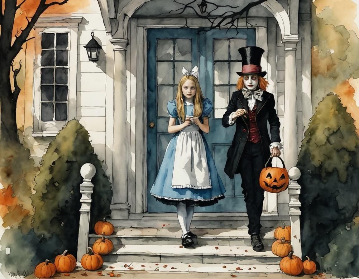Alice and the Mad Hatter Trick-or-Treating