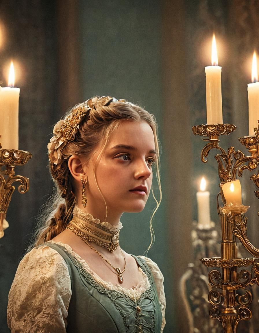 Heartbroken Woman in Ballroom, Art Nouveau Style