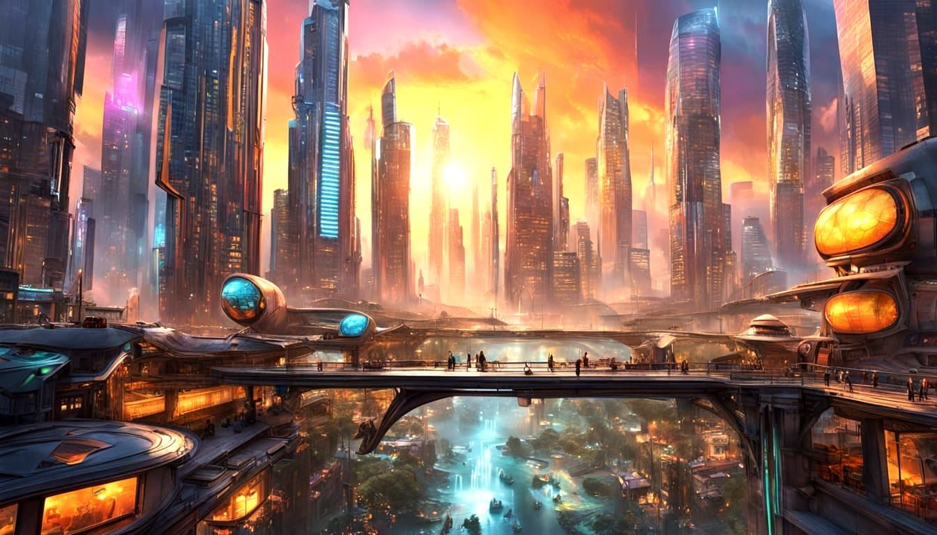 High Tech Future City Harmony in 8K