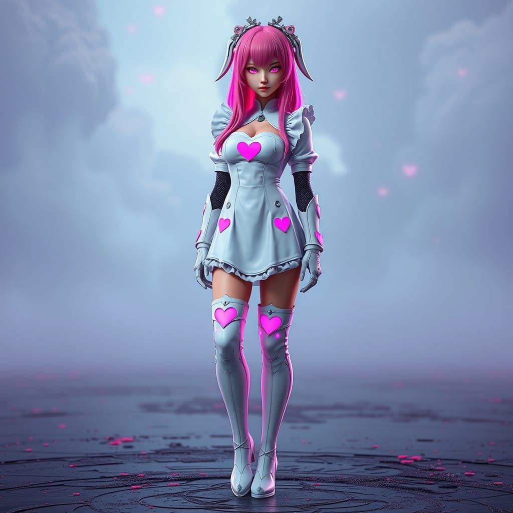Ethereal Android Maid in Whimsical Wonderland
