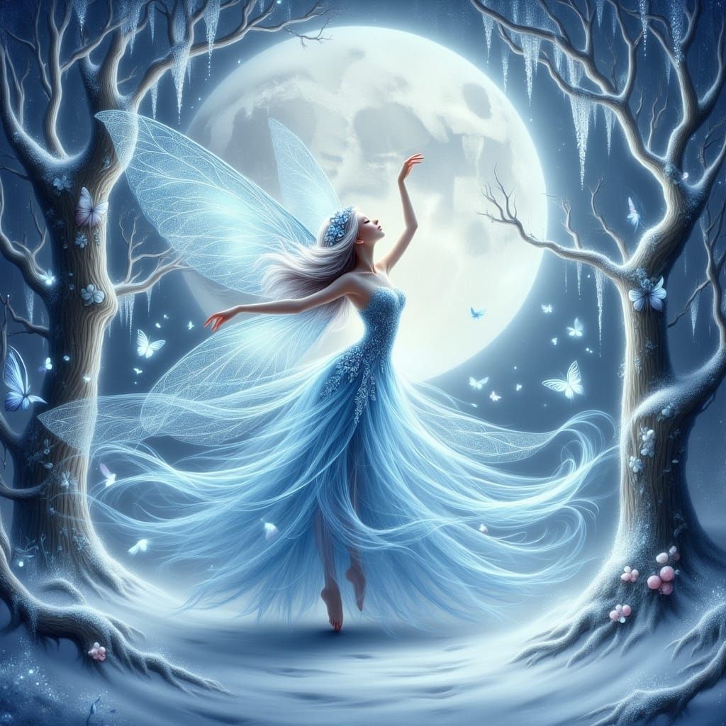 Delicate Winter Fairy in Ethereal Fantasy Art Style
