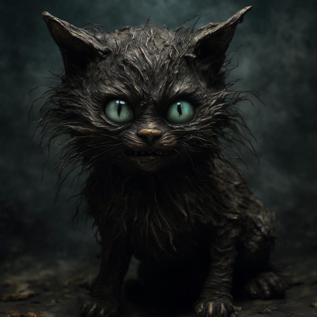 Evil Witch's Cat with Bioluminescent Eyes