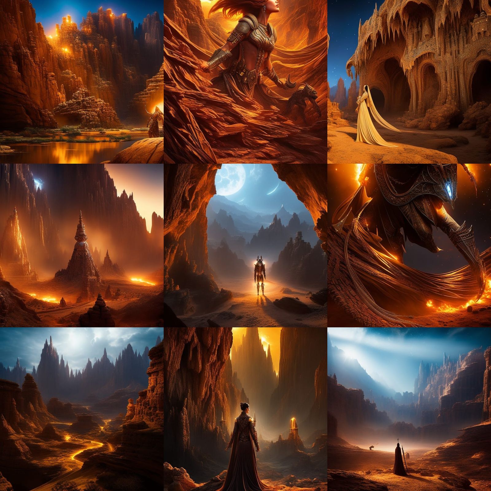 Scorpion Humanoid in Desert Night, Fantasy Art