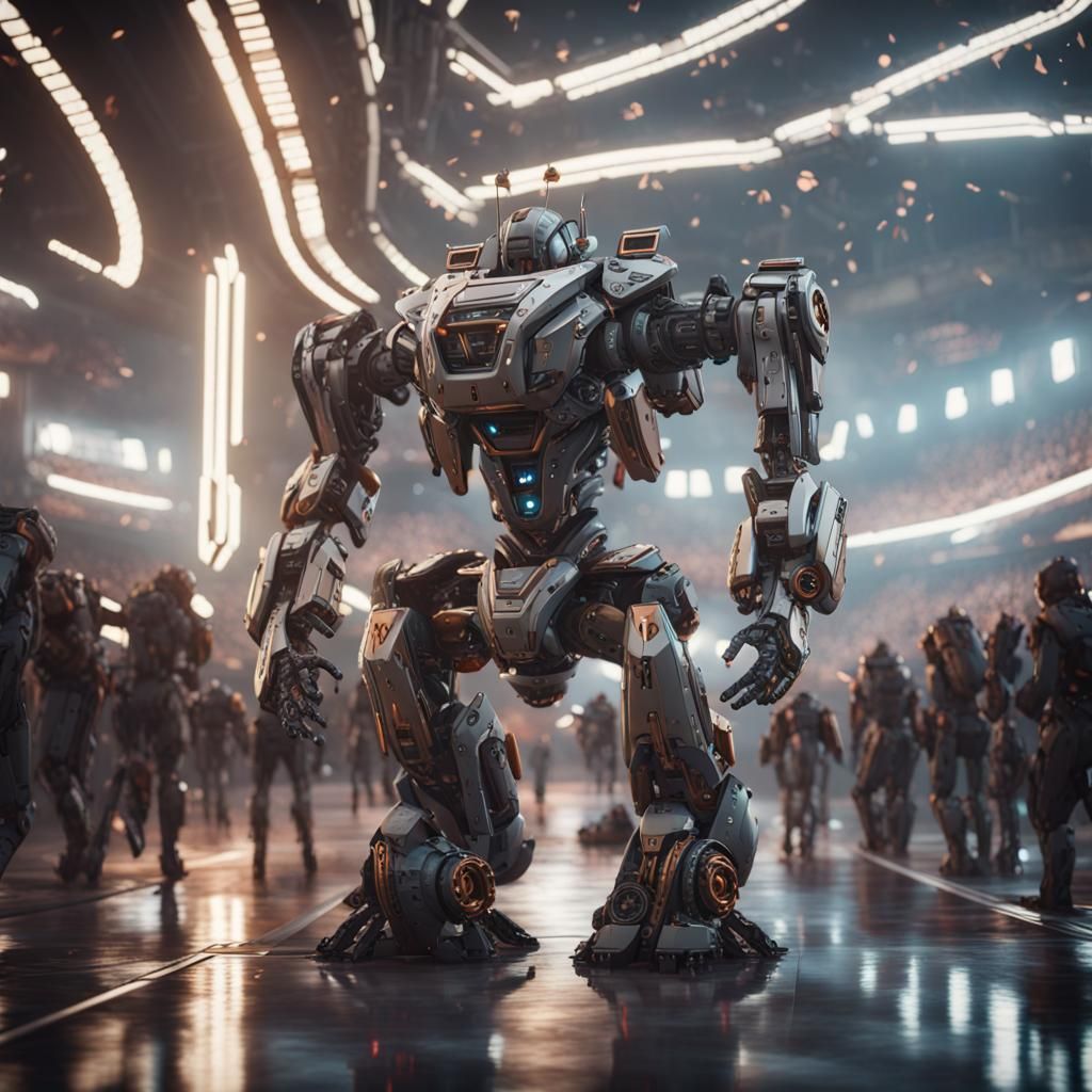 Futuristic Robot City in Cyberpunk 2099 Style