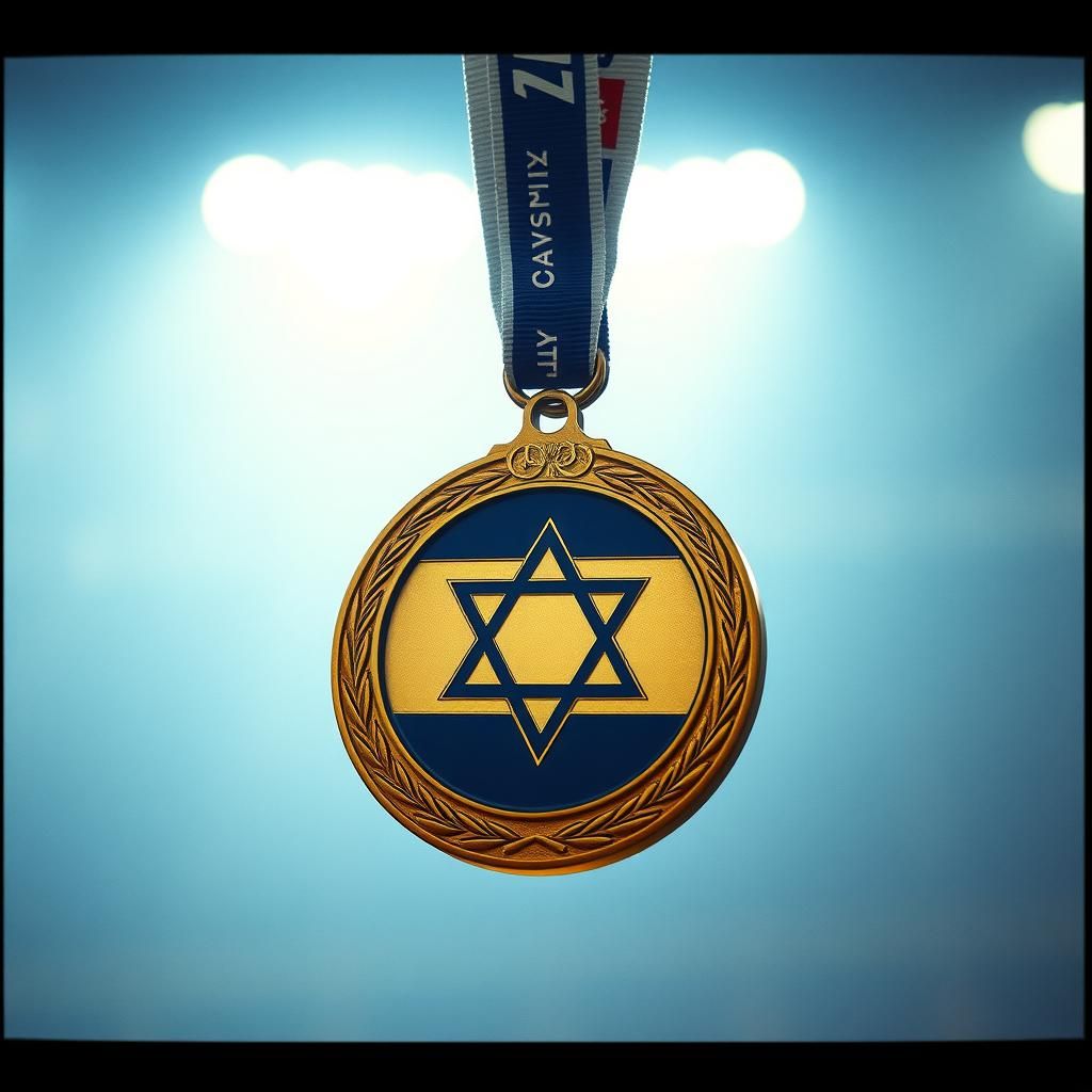 Olympic Medal Engraved with Israeli Flag