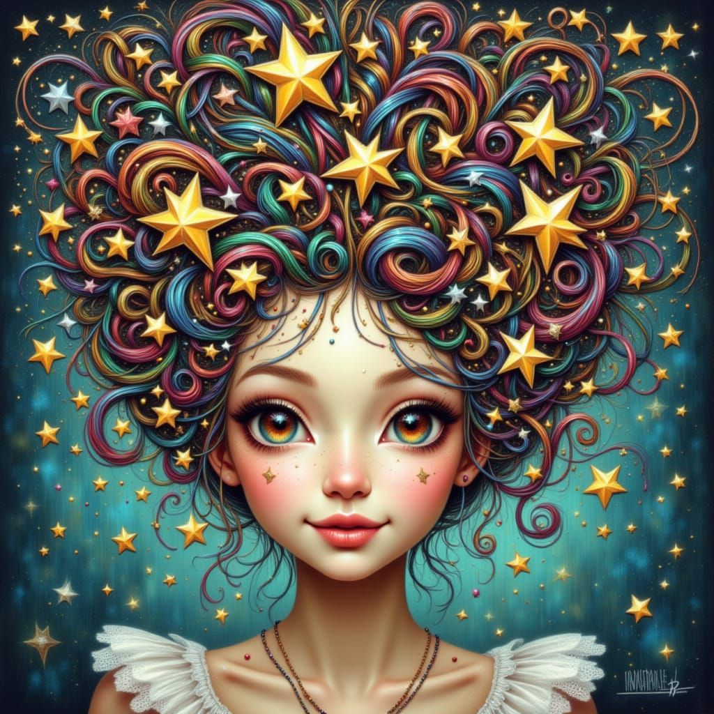 Whimsical Witch with Star Hair Updo, Celestial Adornments