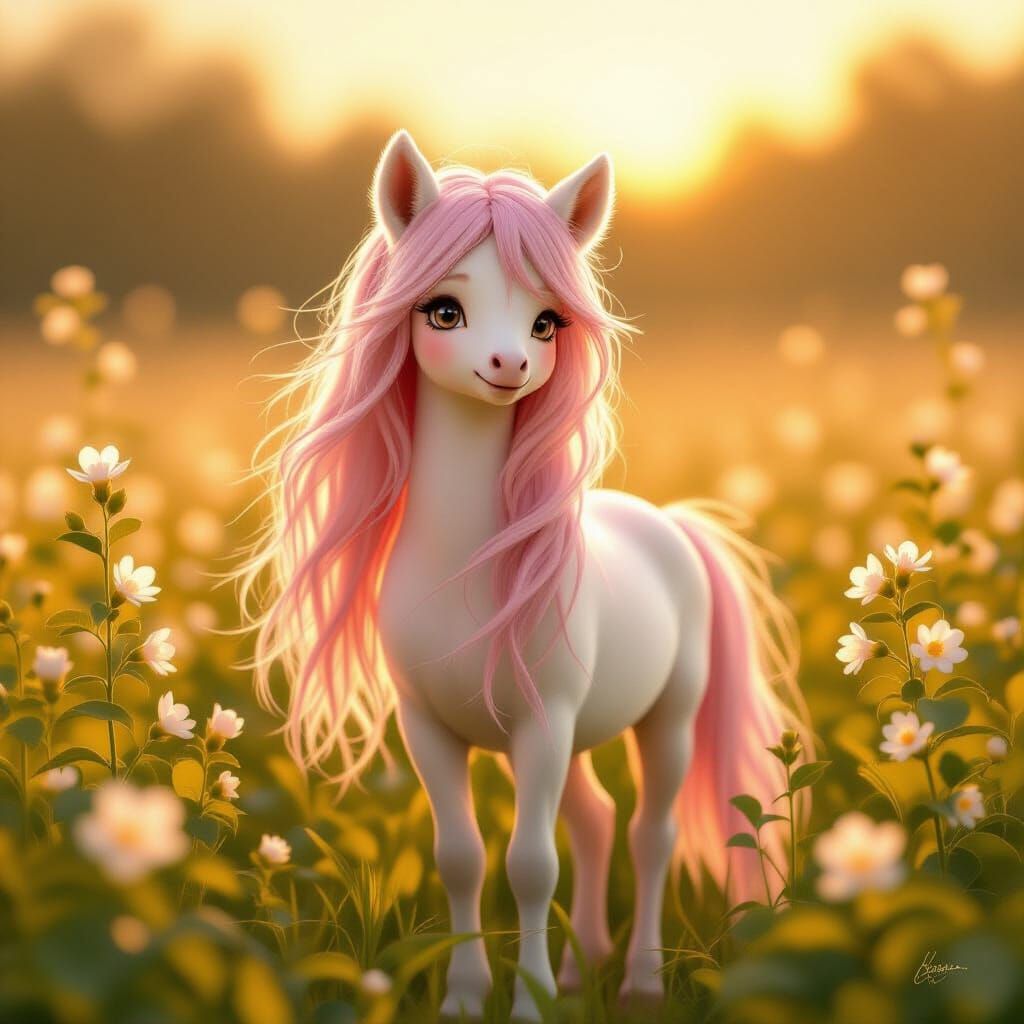Innocent Centaur in Sunlit Honeysuckle Field