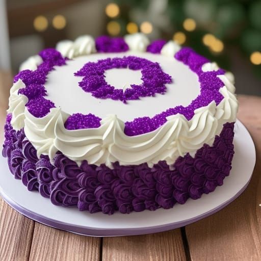Hyperrealistic Purple Birthday Cake with Candles