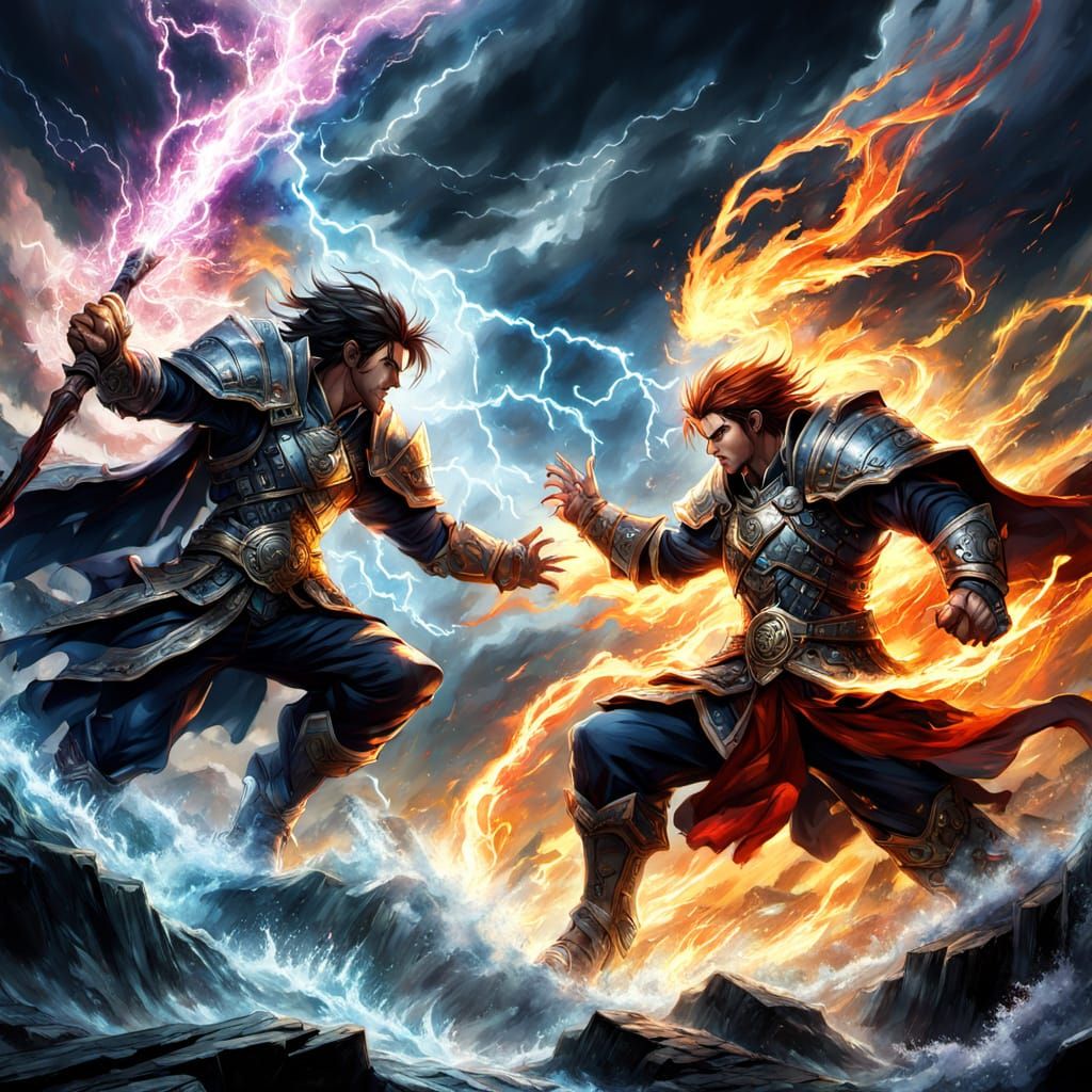 Anime Heroes Clash With Elemental Attacks