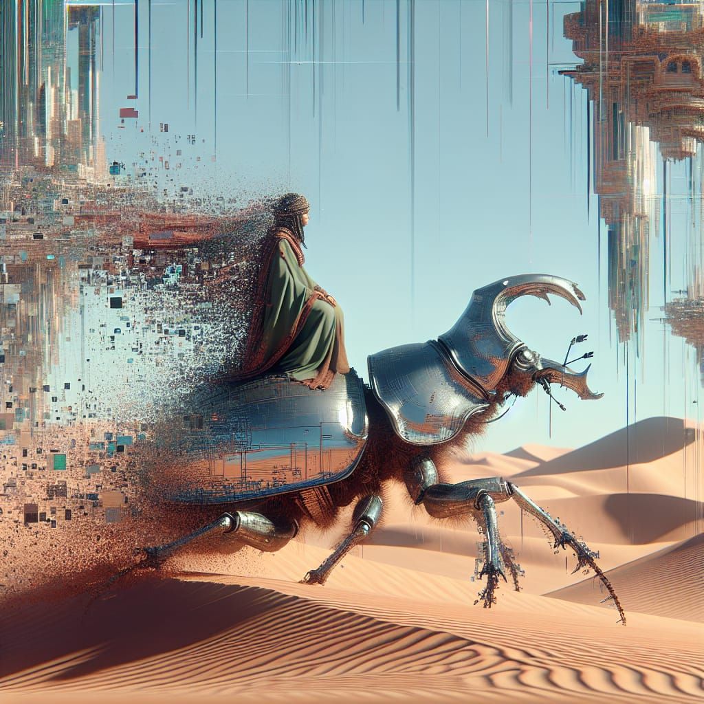 Glitch Nomad in Desert Futurism