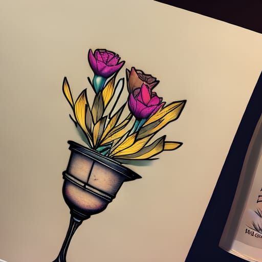 Tattoo Design: Floral Chalice 5