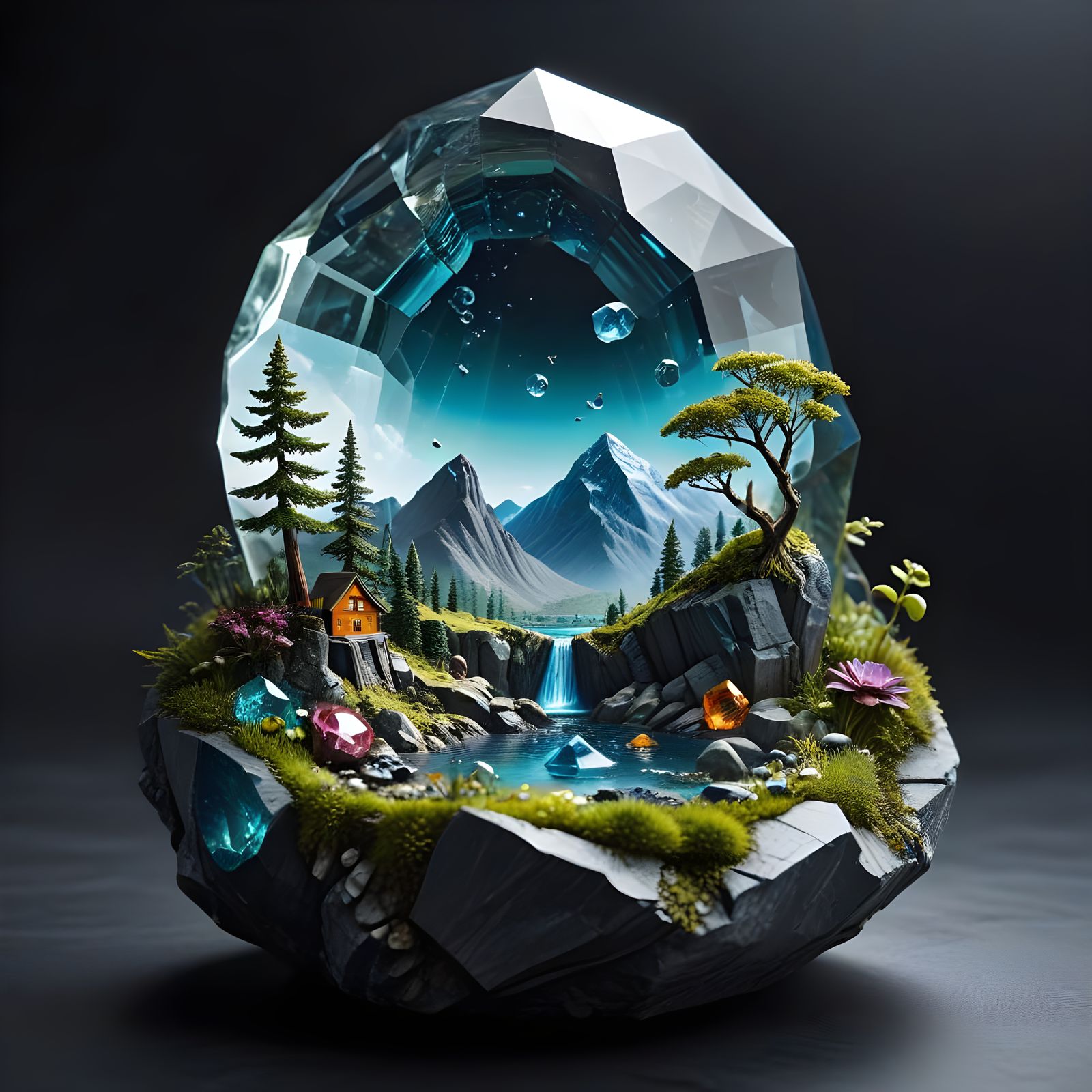 Surreal Gemstone Realms Reveal Hidden Fantasies