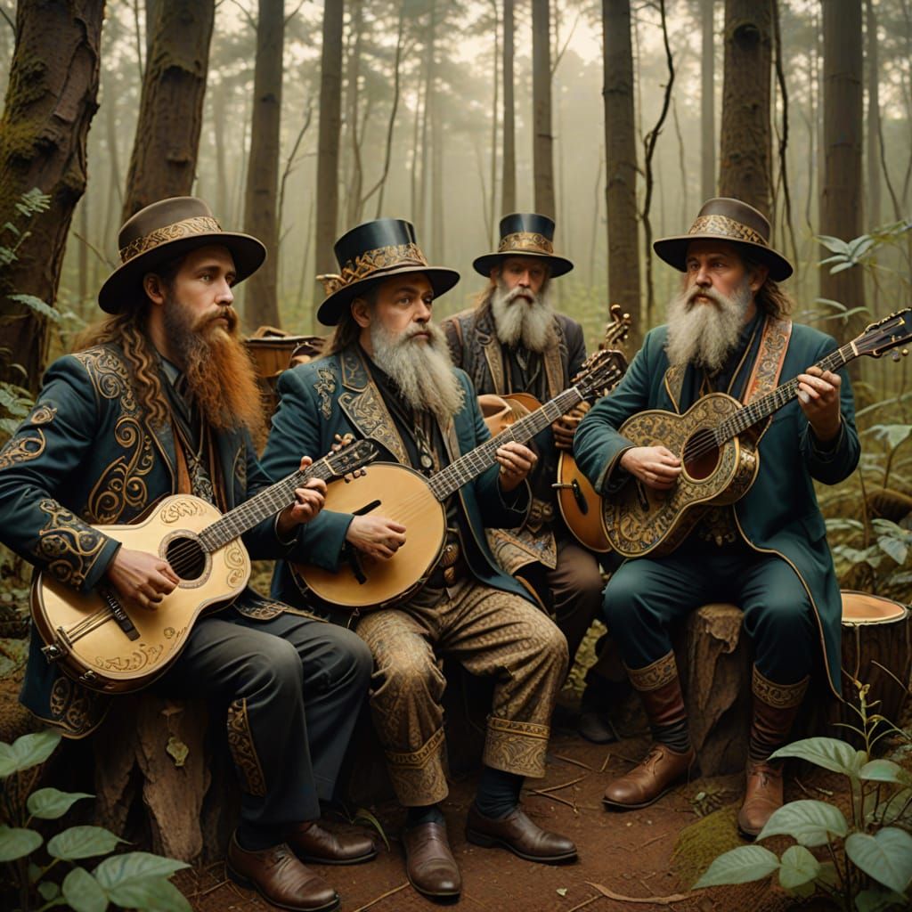 Dwarf Folk Band in Art Nouveau Style