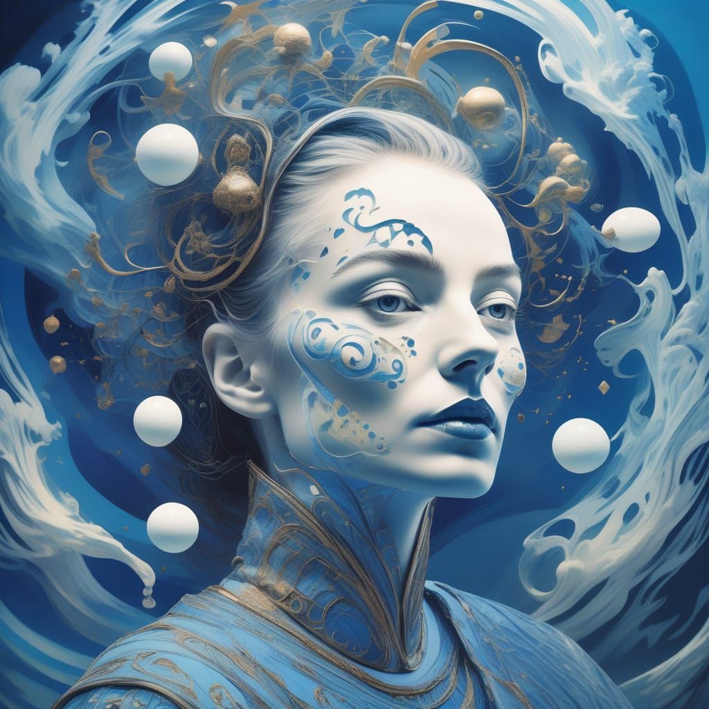 Dreamlike Portrait of a Female Mystic in Surrealist Style
