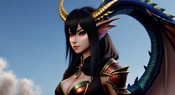 Detailed Anthro Female Dragon Character