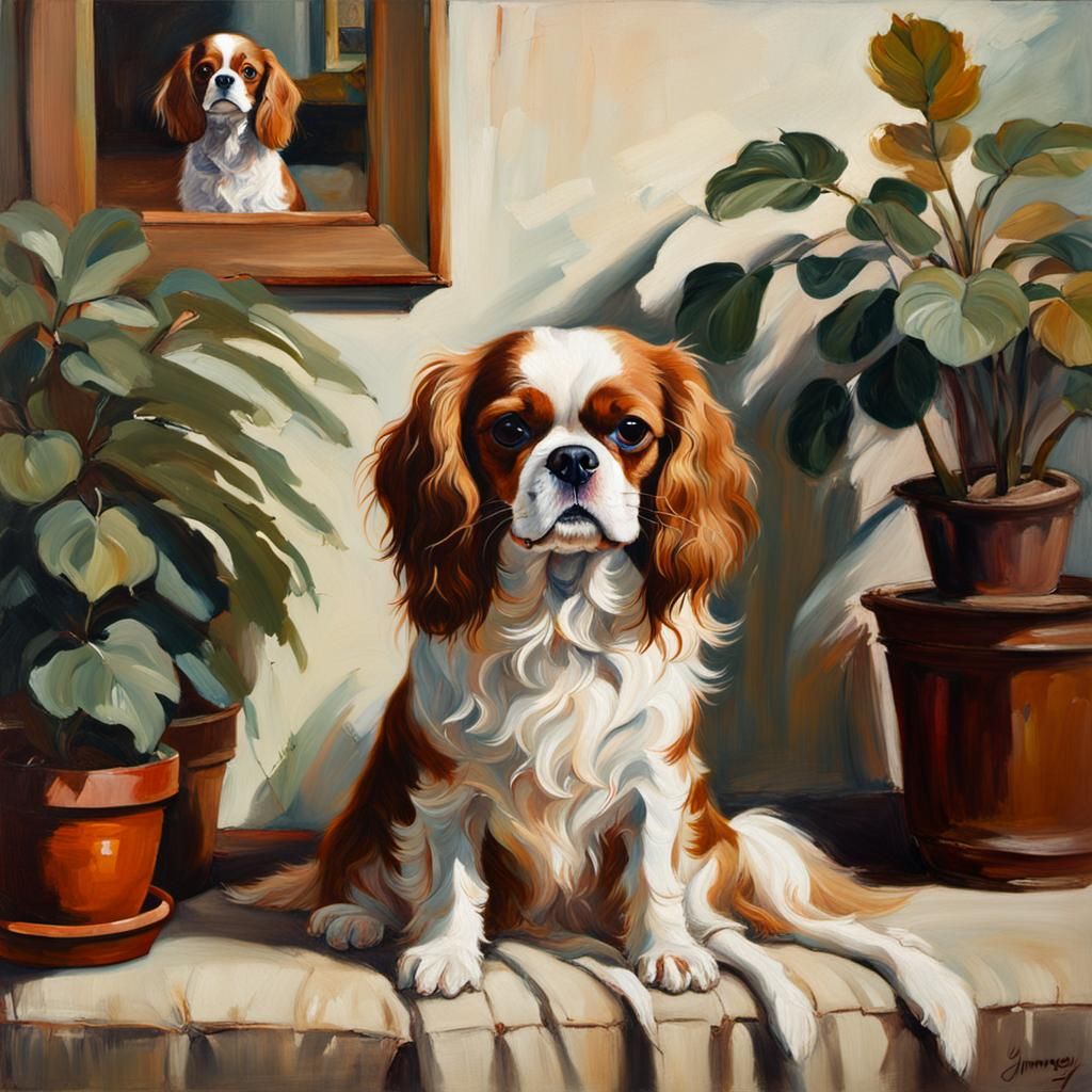 Cavalier King Charles Spaniel in Cozy Living Room