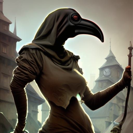 Intricate Portrait of a Female Plague Doctor