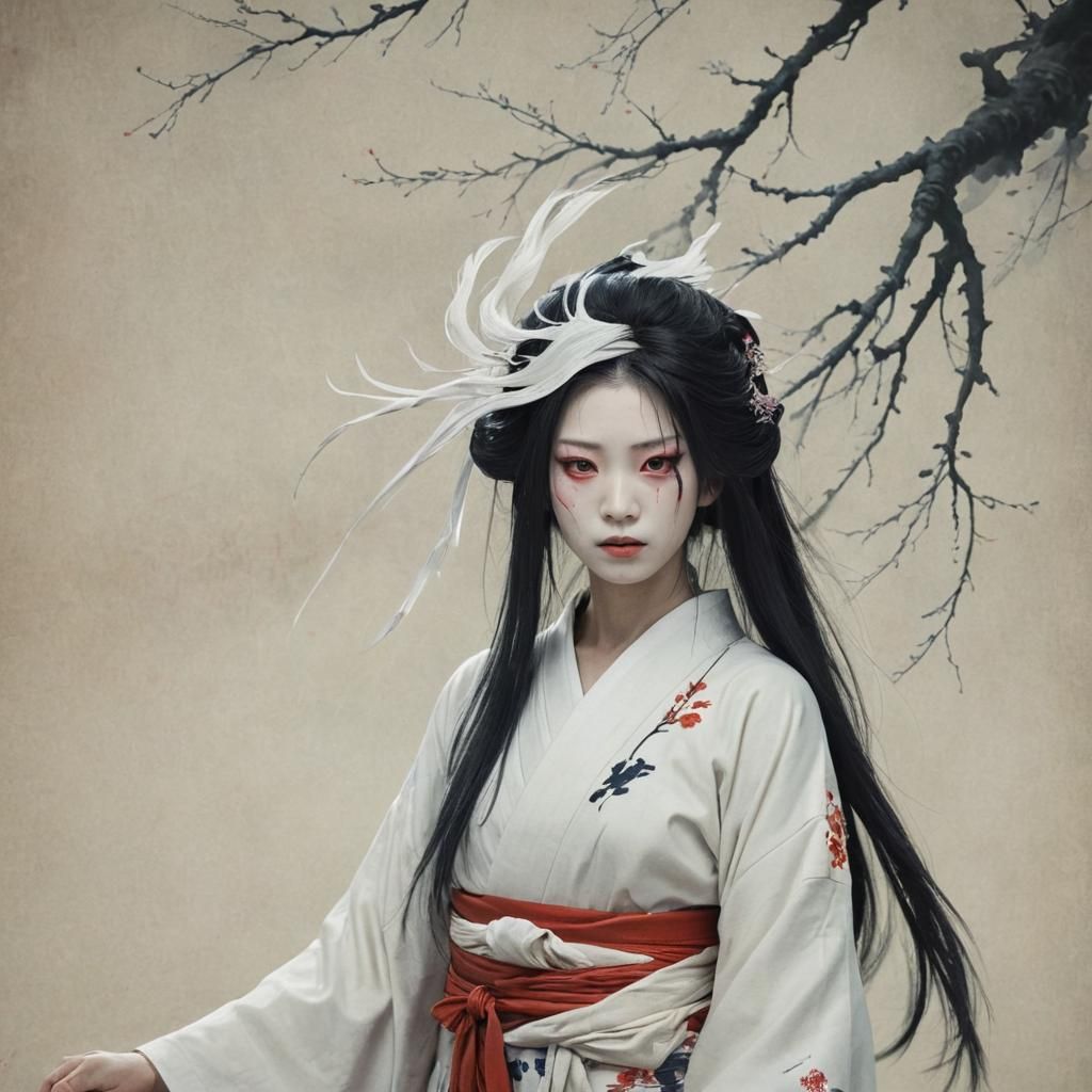 Eerie Image of Oiwa, the Vengeful Spirit