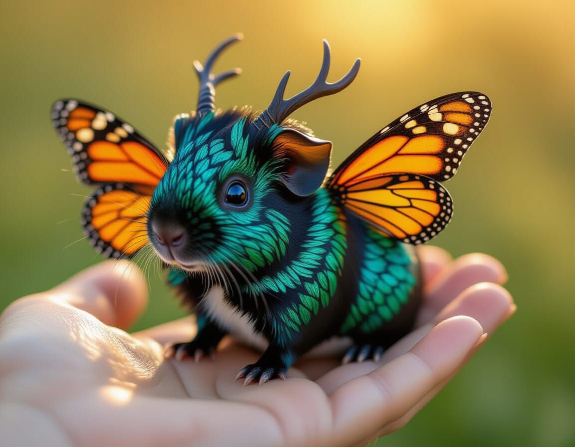 Tiny Dragon-Guinea Pig Wildlife Photo in Golden Hour