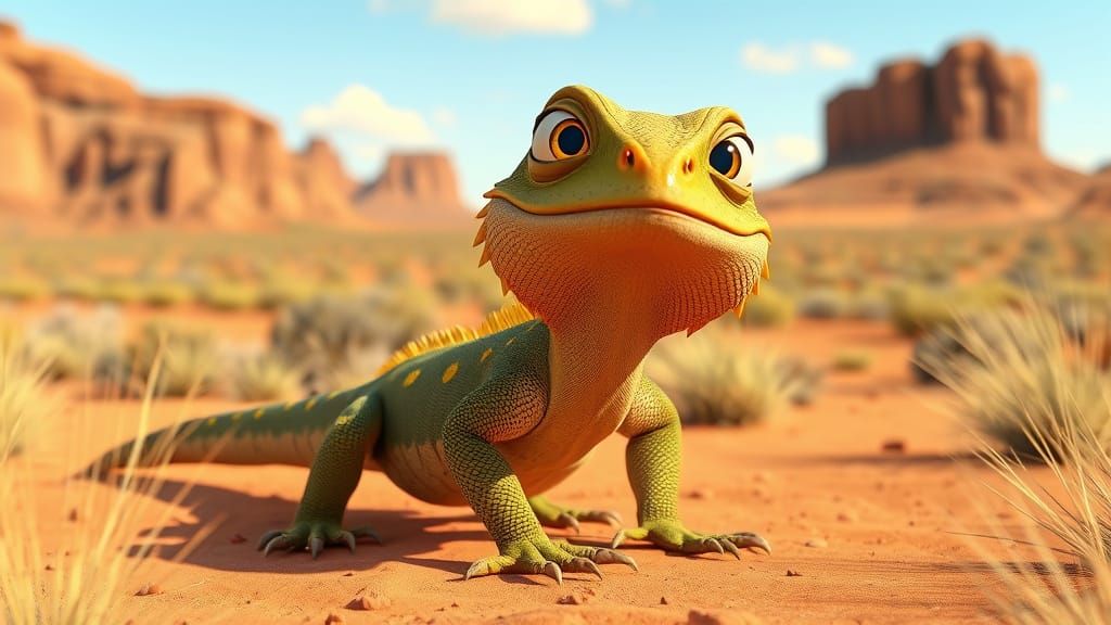 Whimsical Frill-Necked Lizard in a Sun-Kissed Australian Out...