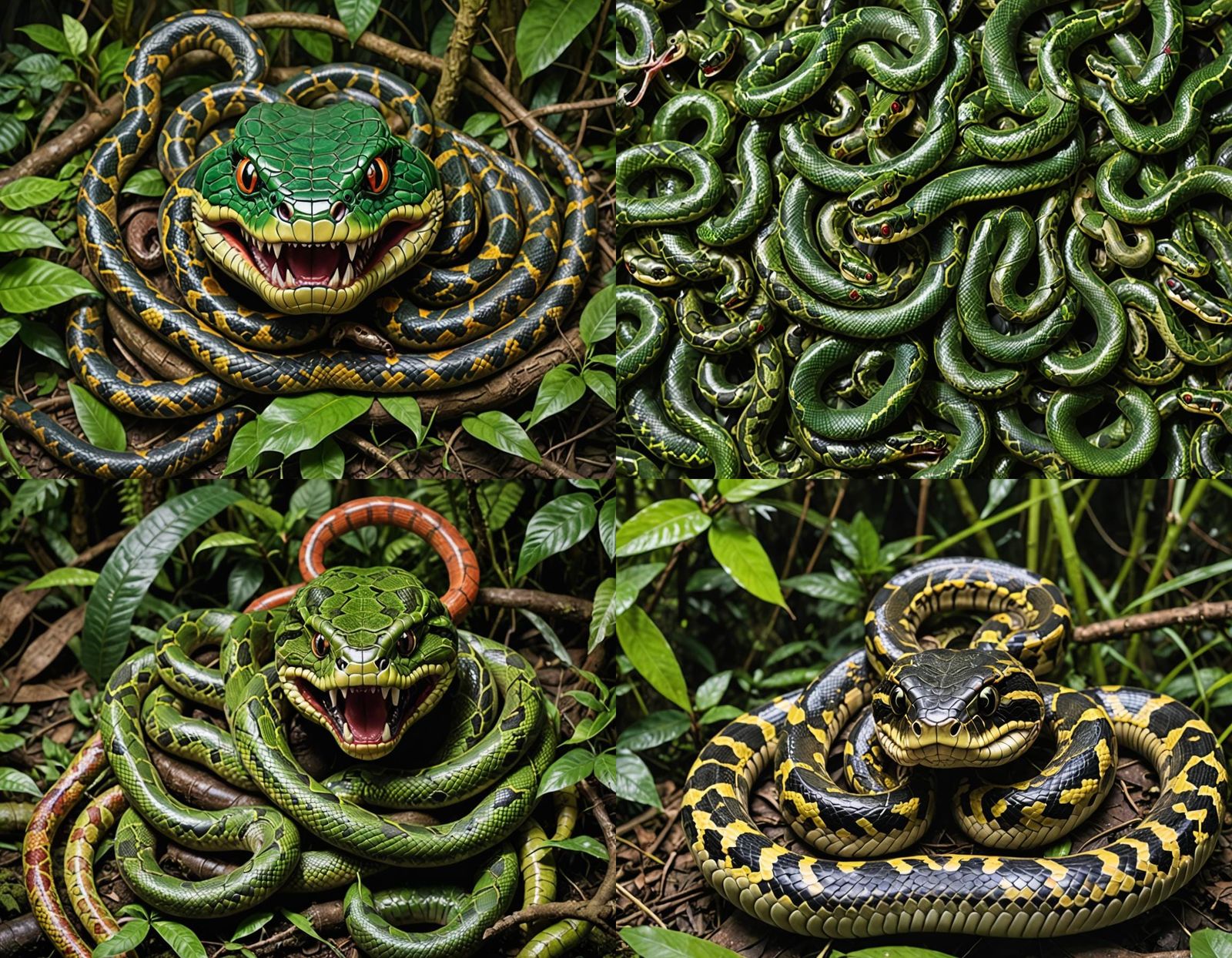 Amazon Rainforest Hybrid Snake with Fangs