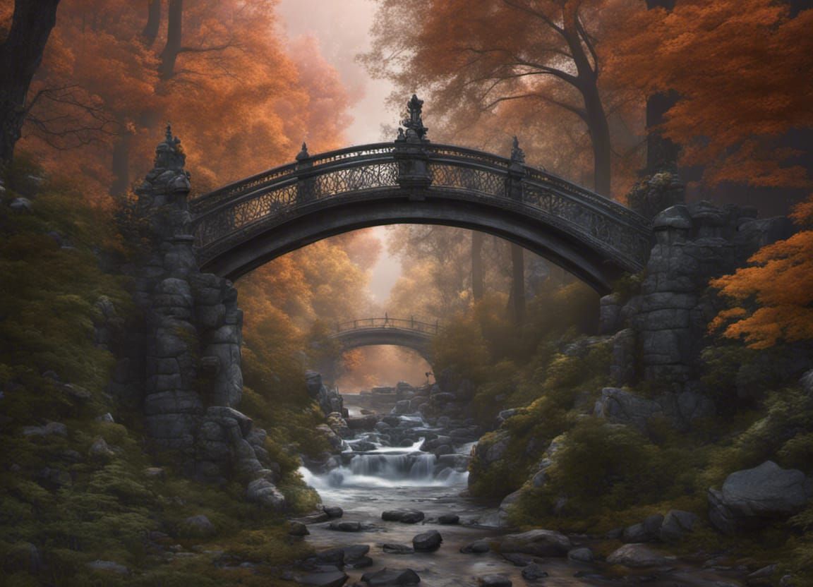 Silver Suspension Bridge in Mill Creek Park Painting