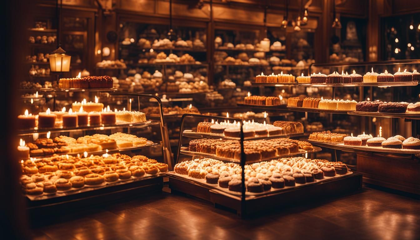 Cozy Night Bakery with Candlelit Cakes