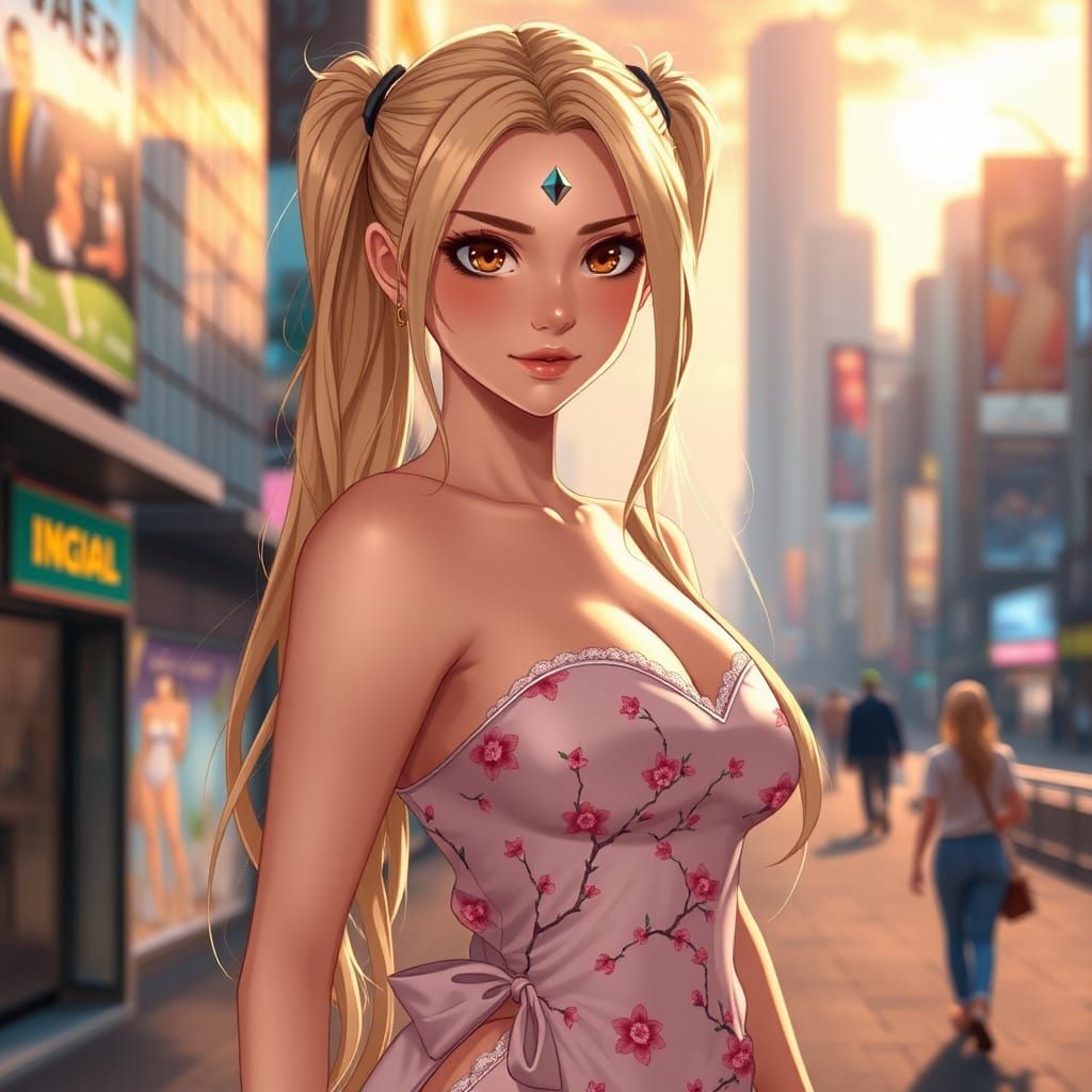 #Tsunade #Naruto

Prompt: Beautiful woman Tsunade, realistic light, detail city background,morning, Sunrise ,forehead_di...