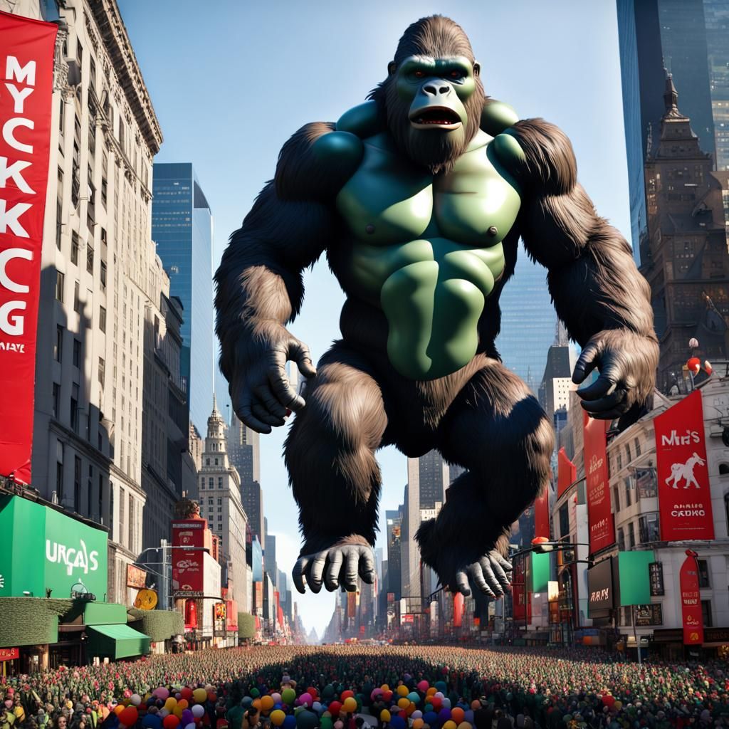 King Kong Balloon at Macy's Parade: 3D Render