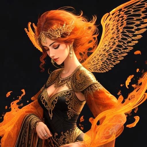 Fiery Fairy in Flight: Colorful Art-in-Motion Painting