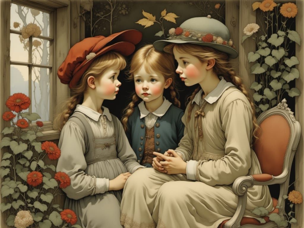 Young Siblings Comfort Their Sick Sister in a Delicate World