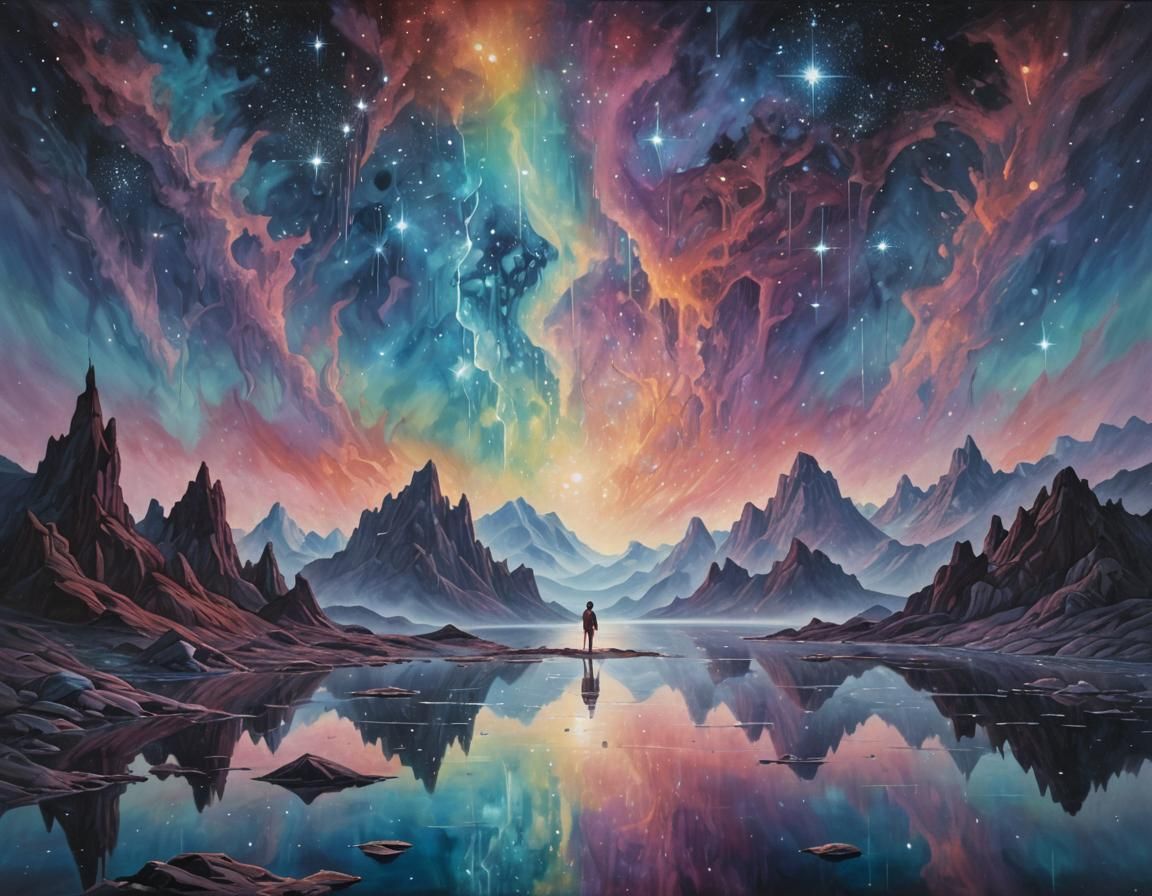 Dreamlike Surreal Landscape with Crystalline Formations