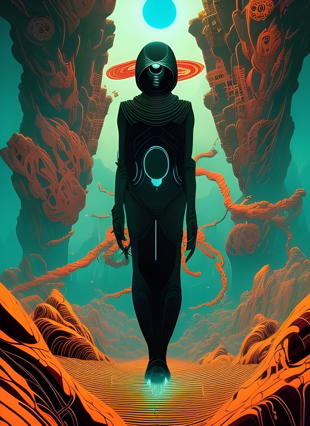 Black Hole Assassin in Digital Art Style