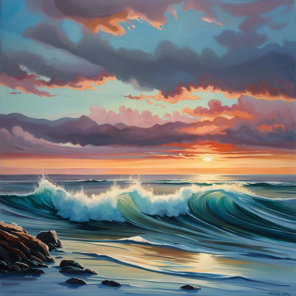 Vibrant Tranquil Seascape with Rich Textures