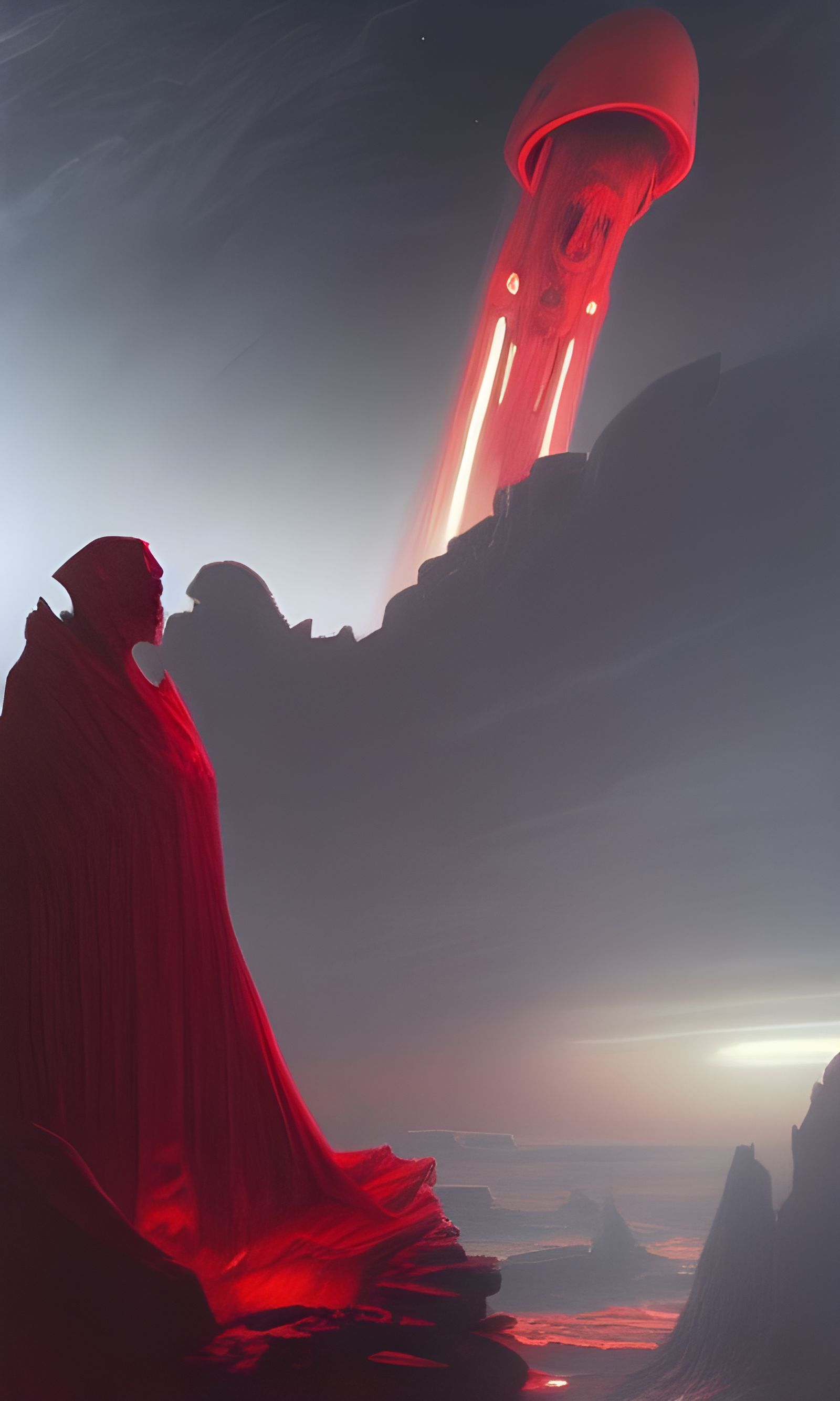 Doomed Spaceship Figure in Red Cloak