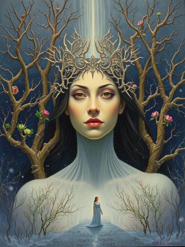 Morana: Slavic Goddess of Winter in Dark Surrealism