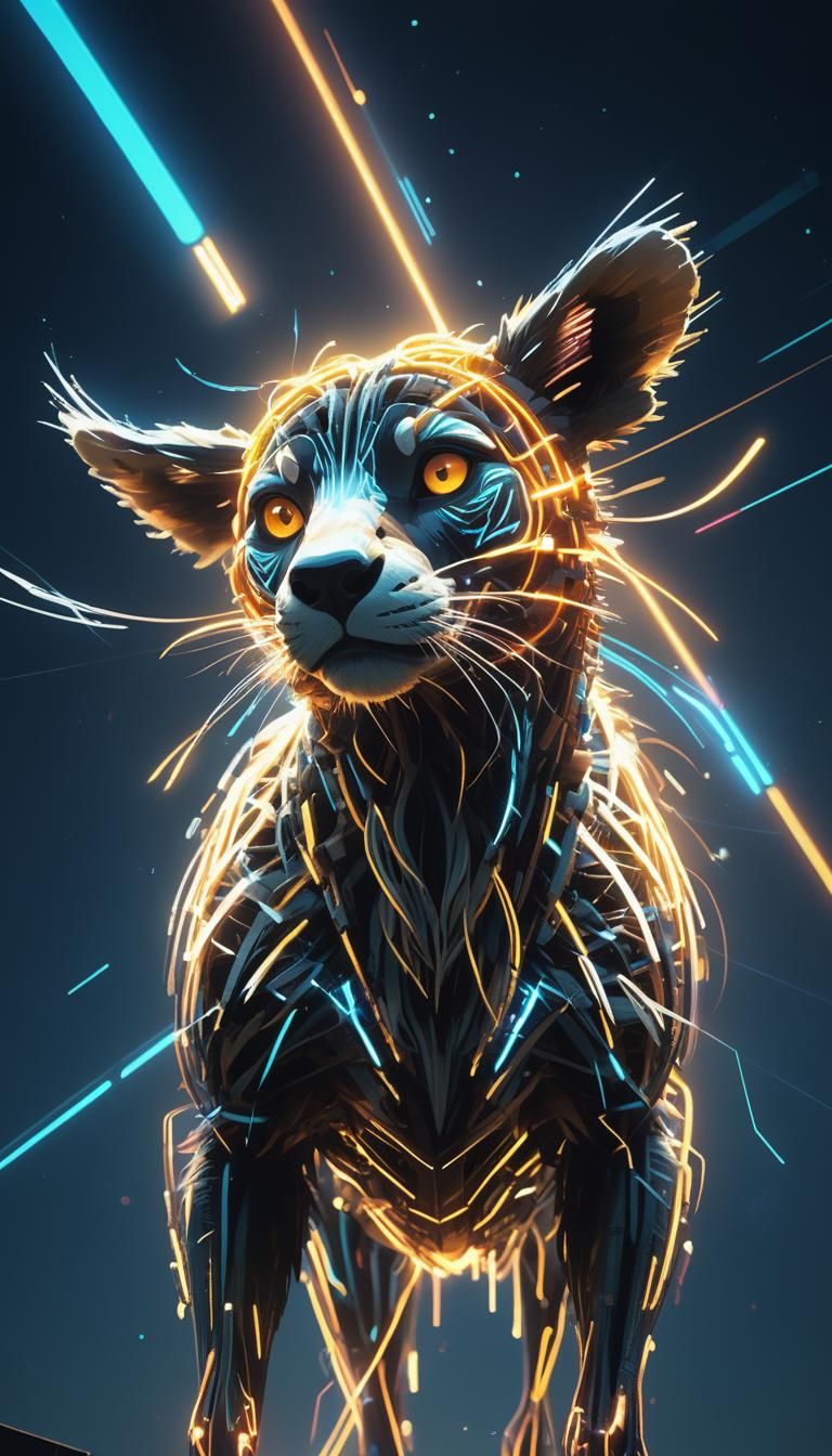 Radiant Light Creature in Futuristic Neon Art Style