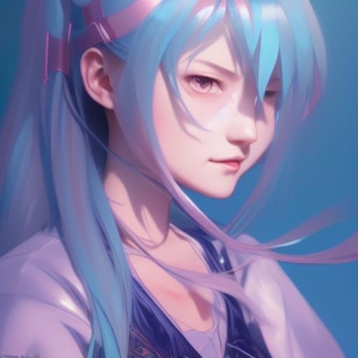 Hatsune Miku Portrait: Hyperdetailed Art Nouveau Style