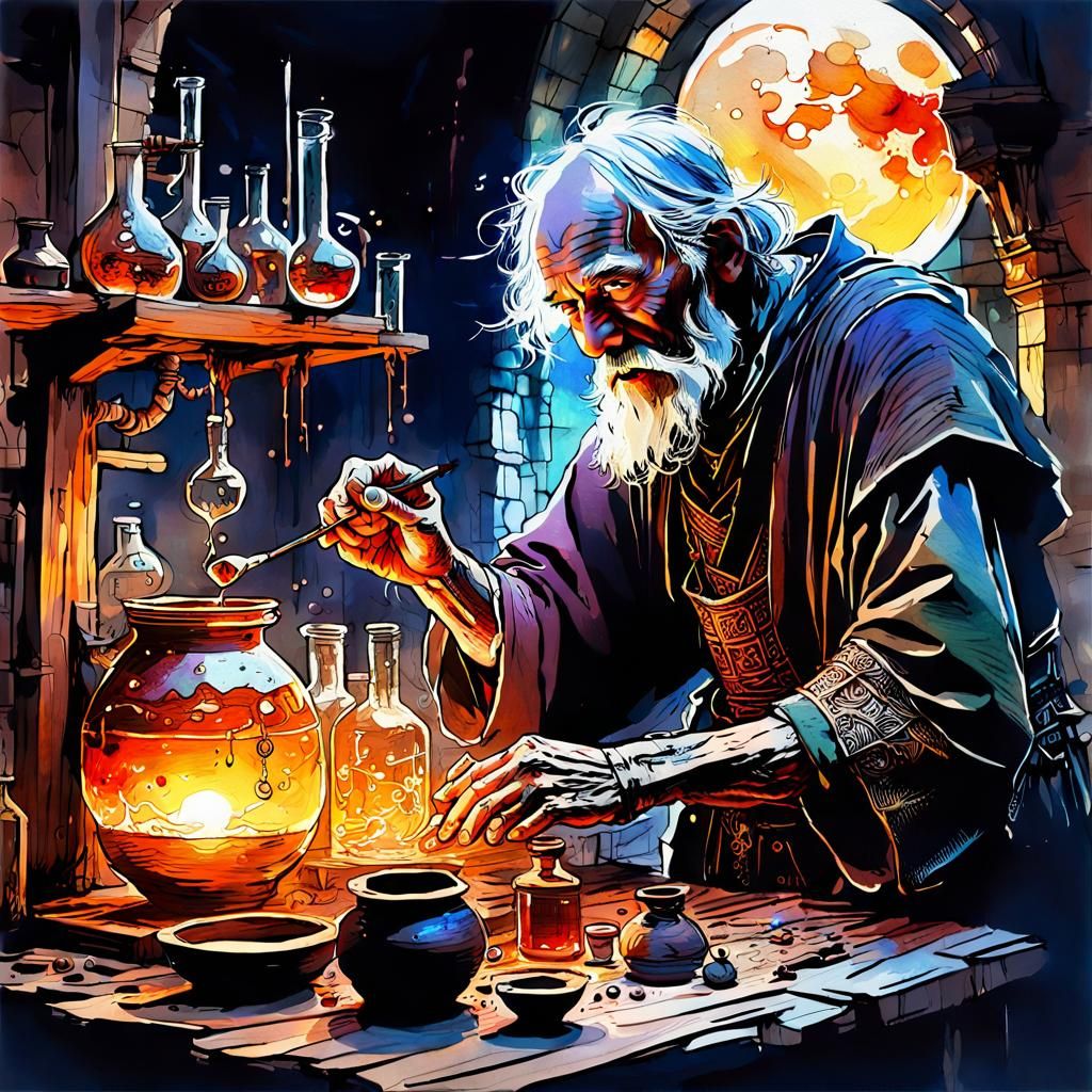 Creepy Medieval Alchemist Laboratory at Sunset