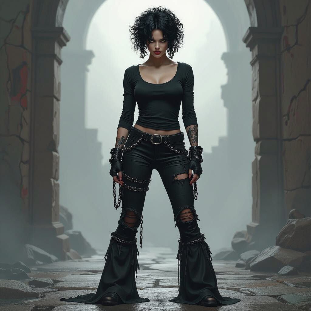 Gothic Woman Portrait in Dark Digital Painting Style